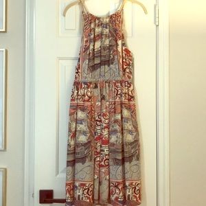 Anthropologie Floreat blue pink cream &black dress